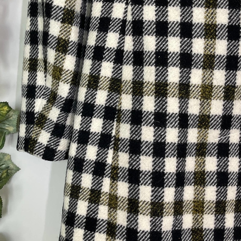 J. CREW | COAT MIDI PLAID BLACK CREAM WOOL SIZE 0 - Picture 8 of 11